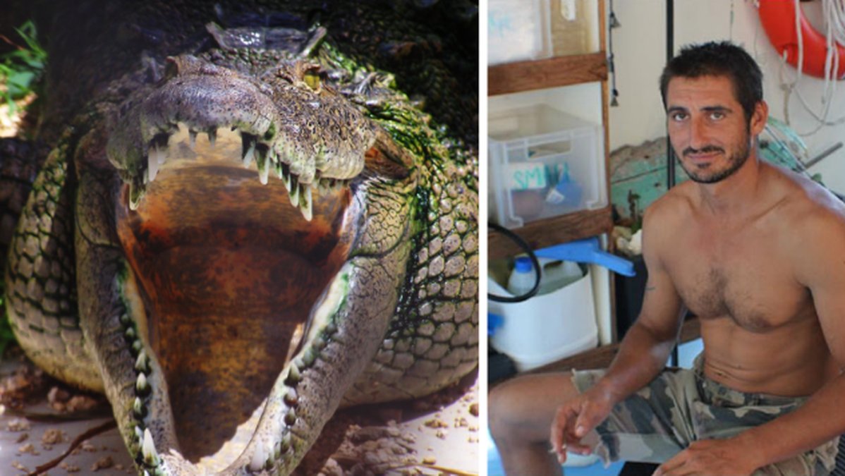 Yoann Galeran attackerades av en krokodil, men överlevde – och skrattade efteråt. 